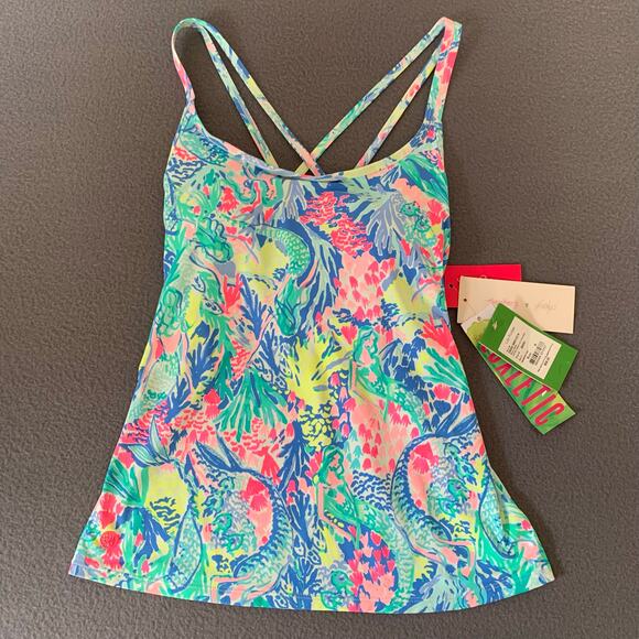 NWT Lilly Pulitzer Upf 50+ Luxletic Meryl Nylon Avida Bra Tank In Mermaids Cove - Picture 1 of 11
